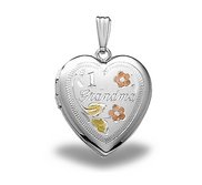 Sterling Silver Grandma Heart Photo Locket