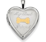 Sterling Silver  My Best Friend  Dog Bone Heart Photo Locket