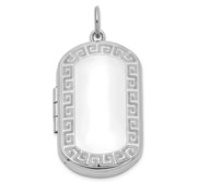 Sterling Silver Greek Key Dog Tag Photo Locket