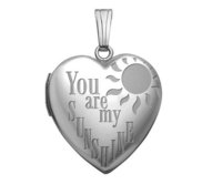 Sterling Silver   You Are My Sunshine  Heart Photo Locket