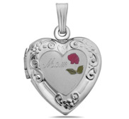 Sterling Silver Mom Heart Photo Locket