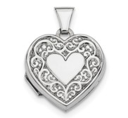 Sterling Silver Floral Heart Photo Locket