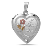 Sterling Silver  I Love You  Heart Photo Locket