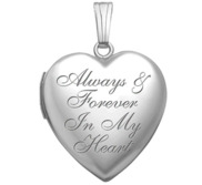 Sterling Silver   Always   Forever In my Heart   Heart Photo Locket