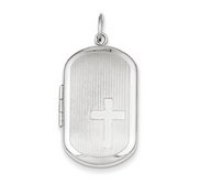 Sterling Silver Cross Dogtag Photo Locket