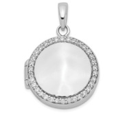 Sterling Silver Cubic Zirconia Round Photo Locket