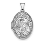 Sterling Silver Floral Oval Photo Locket