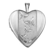 Sterling Silver Butterfly Heart Photo Locket