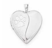 Sterling Silver Paw Print Heart Photo Locket