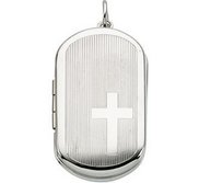 Sterling Silver Cross Dog Tag Photo Locket