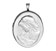 Sterling Silver Mother and Child Oval Photo Locket