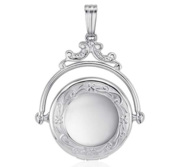 Sterling Silver Swivel   Spinner Round Photo Locket