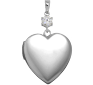 Sterling Silver  Sweetheart  Cubic Zirconia Accent Heart Photo Locket