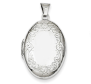 Sterling Silver Floral Oval Photo Locket