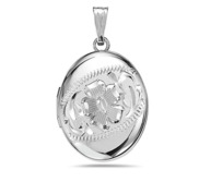 Sterling Silver Hand Engraved Oval Photo Locket