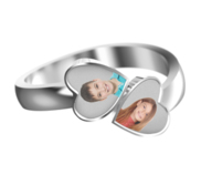 Photo Engraved Double Heart Shaped Ring