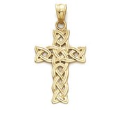 14k Yellow Gold Claddah Celtic Cross