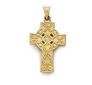 14k Yellow Gold Claddah Celtic Cross