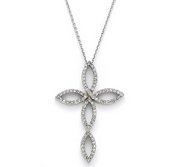 14k White Gold   Diamond Celtic Cross