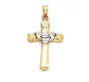 14k Yellow Gold Claddah Celtic Cross