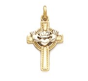 14k Yellow Gold Claddah Celtic Cross