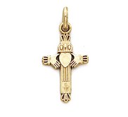 14k Yellow Gold Claddah Celtic Cross