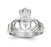 14k White Gold Polished Men s Claddagh Ring