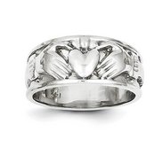 14K White Gold Unisex Claddagh Ring