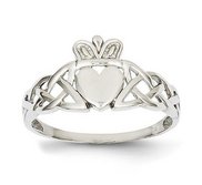 14K White Gold Mens Claddagh Ring