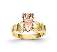 Ladie 14K Two tone Polished Claddagh Ring