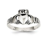 Ladies or Children Sterling Silver Antiqued Claddagh Ring