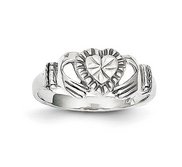 10K White Gold Ladies Polished Claddagh Ring