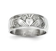 14K White Gold Ladies Claddagh Ring