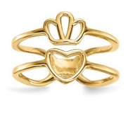 14K Ladies Crown and Heart Double Shank Ring