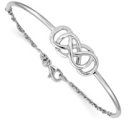 Sterling Silver Rhodium Plated Double Infinity Symbol Bangle