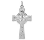 Sterling Silver Rhodium Plated Celtic Cross Pendant