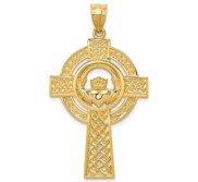 14k Celtic Claddagh Cross Pendant