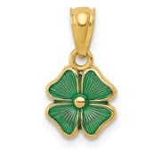 14K 4 Leaf Clover Enameled Pendant