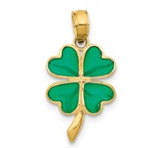 14K 4 Leaf Clover Enameled Pendant