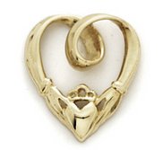 14K Yellow Gold Claddagh Charm