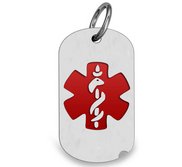 Stainless Steel Medical Dog Tag Pendant with Red Enamel