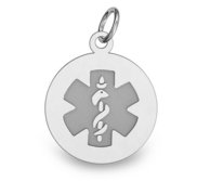 Sterling Silver Medical ID Round Charm or Pendant