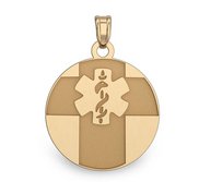 14k Gold Filled Medical ID Round Charm or Pendant