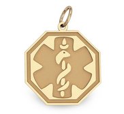 14K Yellow Gold Medical ID Octagon Charm or Pendant