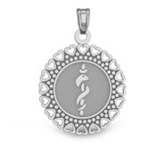 14k White Gold Medical ID Round Charm or Pendant