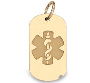 14k Yellow Gold Medical ID Dog Tag Charm or Pendant