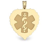 14K Yellow Gold Medical ID Heart Charm or Pendant