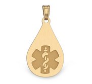 14k Gold Filled Medical ID Teardrop Charm or Pendant