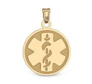 14k Gold Filled Medical ID Round Charm or Pendant