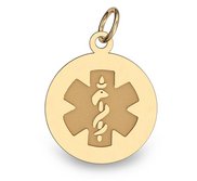 14k Gold Filled Medical ID Round Charm or Pendant